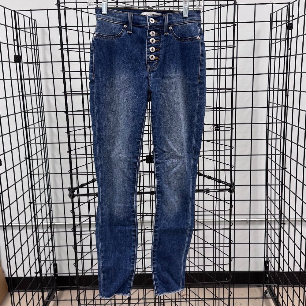Lila Ryan Button Fly Medium Wash Skinny Blue Jeans Size 25